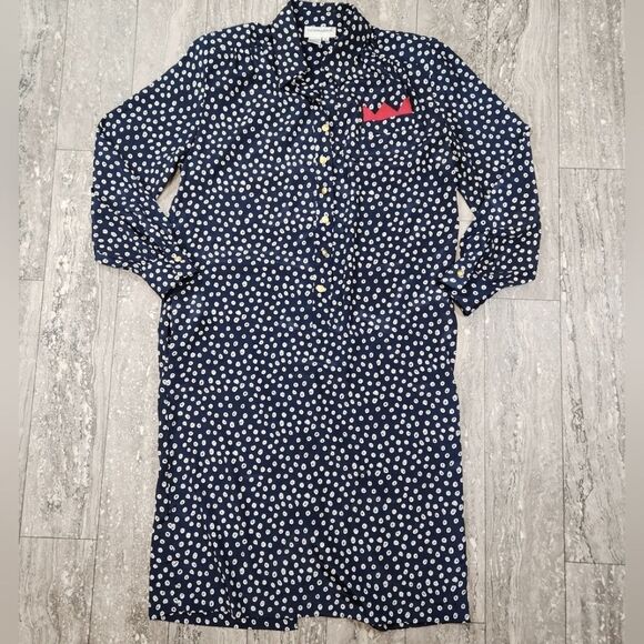 Vintage Dresses & Skirts - 🇬🇪🍑Vintage Schrader Blue Buttoned Front Long Sleeve Dress Size 10